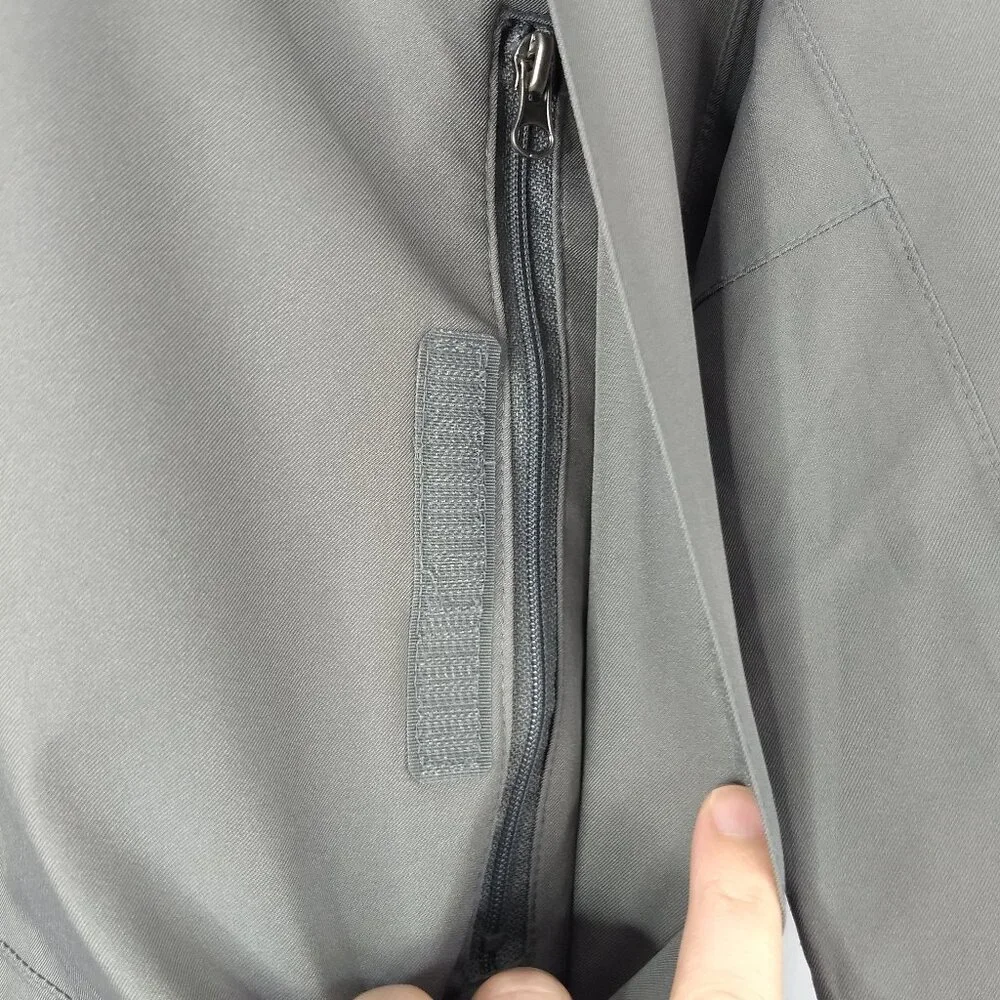 George Grey Hooded Rain Jacket Coat Zippered Adjustable Cuffs Medium Polyester